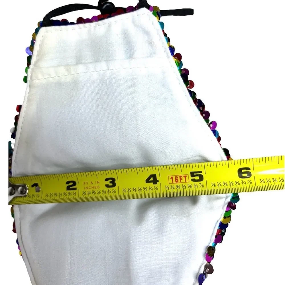 Rainbow Multicolor Reversible Sequin Large Face Mask